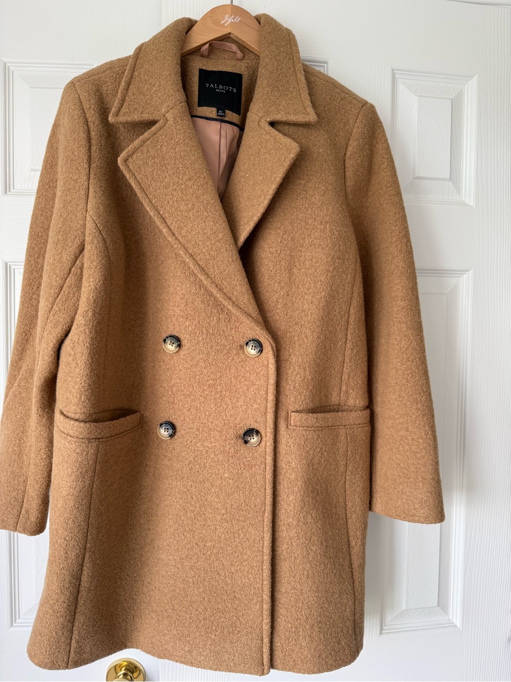 Boiled Wool Textured Double Breasted Coat